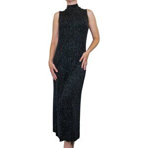 Vintage 90s Ronnie Nicole Sparkly Glitter Black Maxi Dress